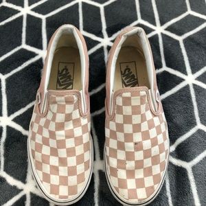 Checkered slip-on vans